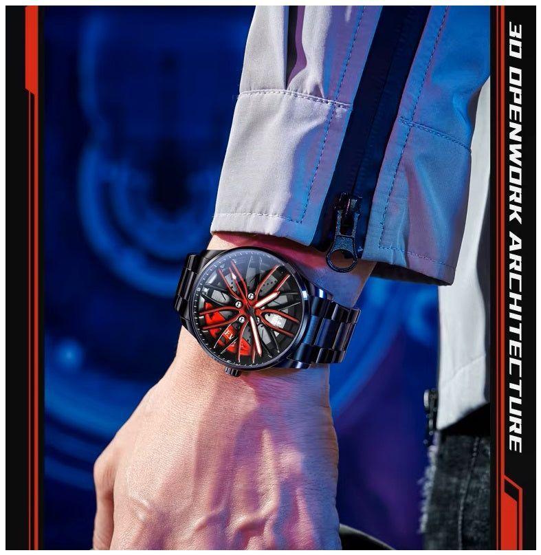 Reloj masculino con Diseño Exclusivo Llanta de Coche Giratoria-3