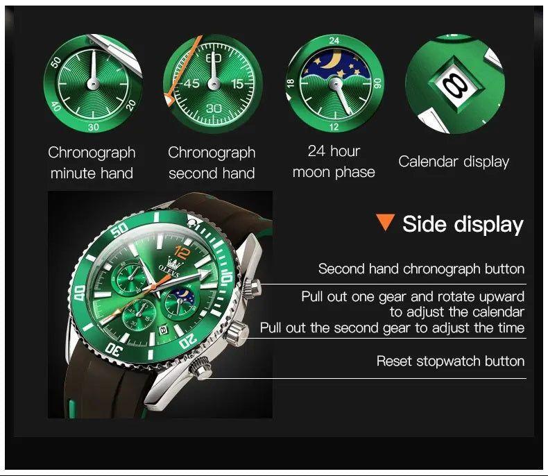 Reloj Cronógrafo Deportivo para Hombre Calendario Resistencia al Agua-3