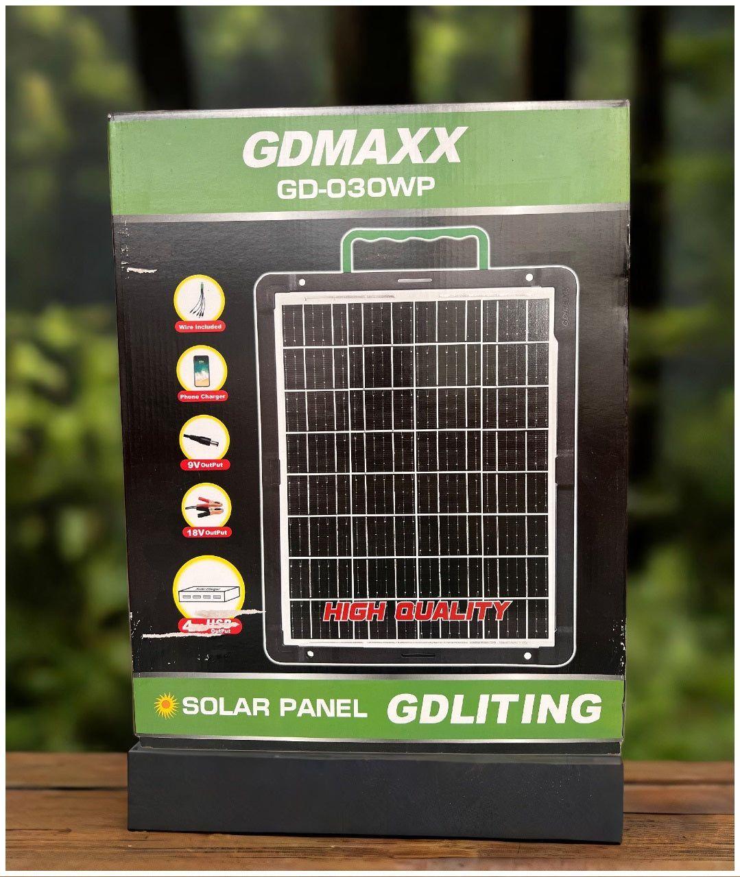 Panel Solar Portátil 30W 18V Adaptador de carga Múltiple Cable USB-3