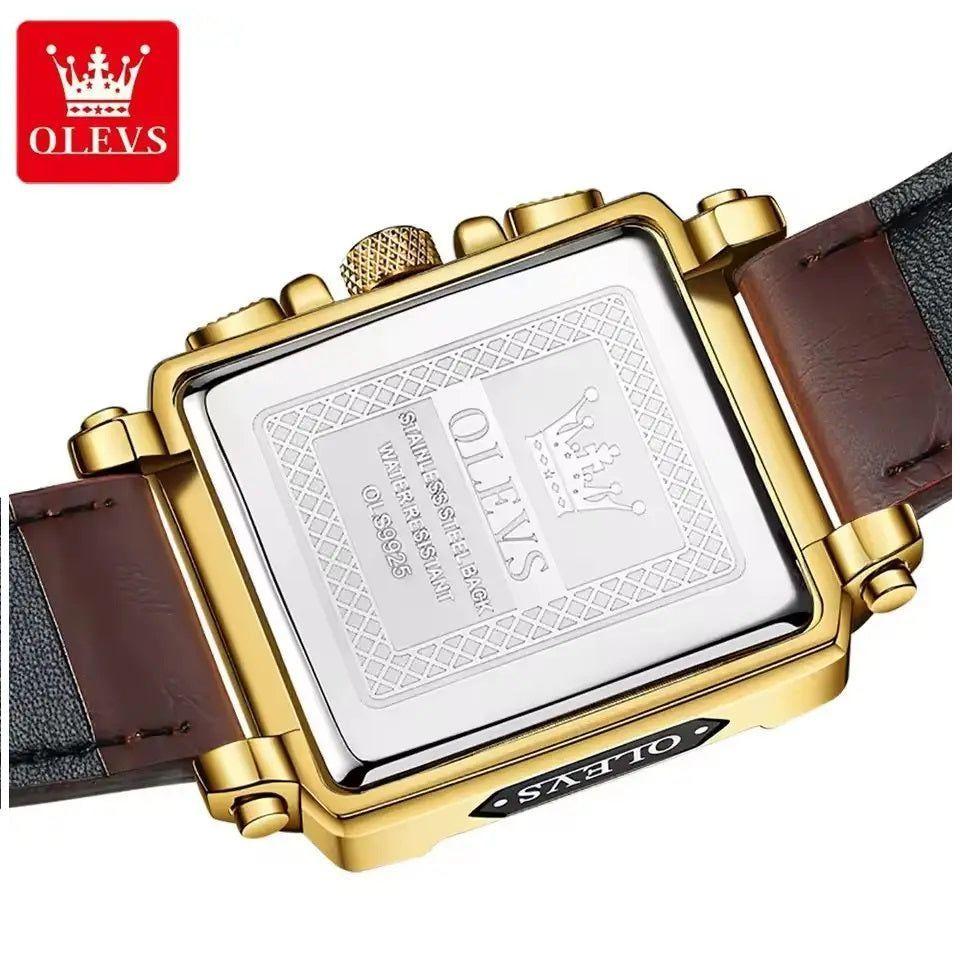 Reloj Cronógrafo Cuadrado de Lujo Hombre Diseño Deportivo y Elegante-3