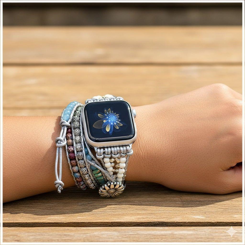 Correa Boho Trenzada smartwatch 42/44mm con Piedras Naturales, Estilo Luxury-Trendy-4