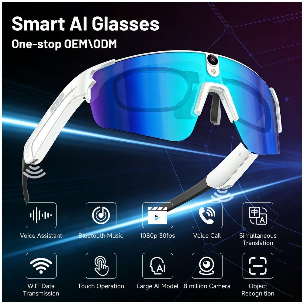 Gafas Inteligentes con IA 1080P Cámara 8MP, Traducción en Tiempo Real, Bluetooth-3