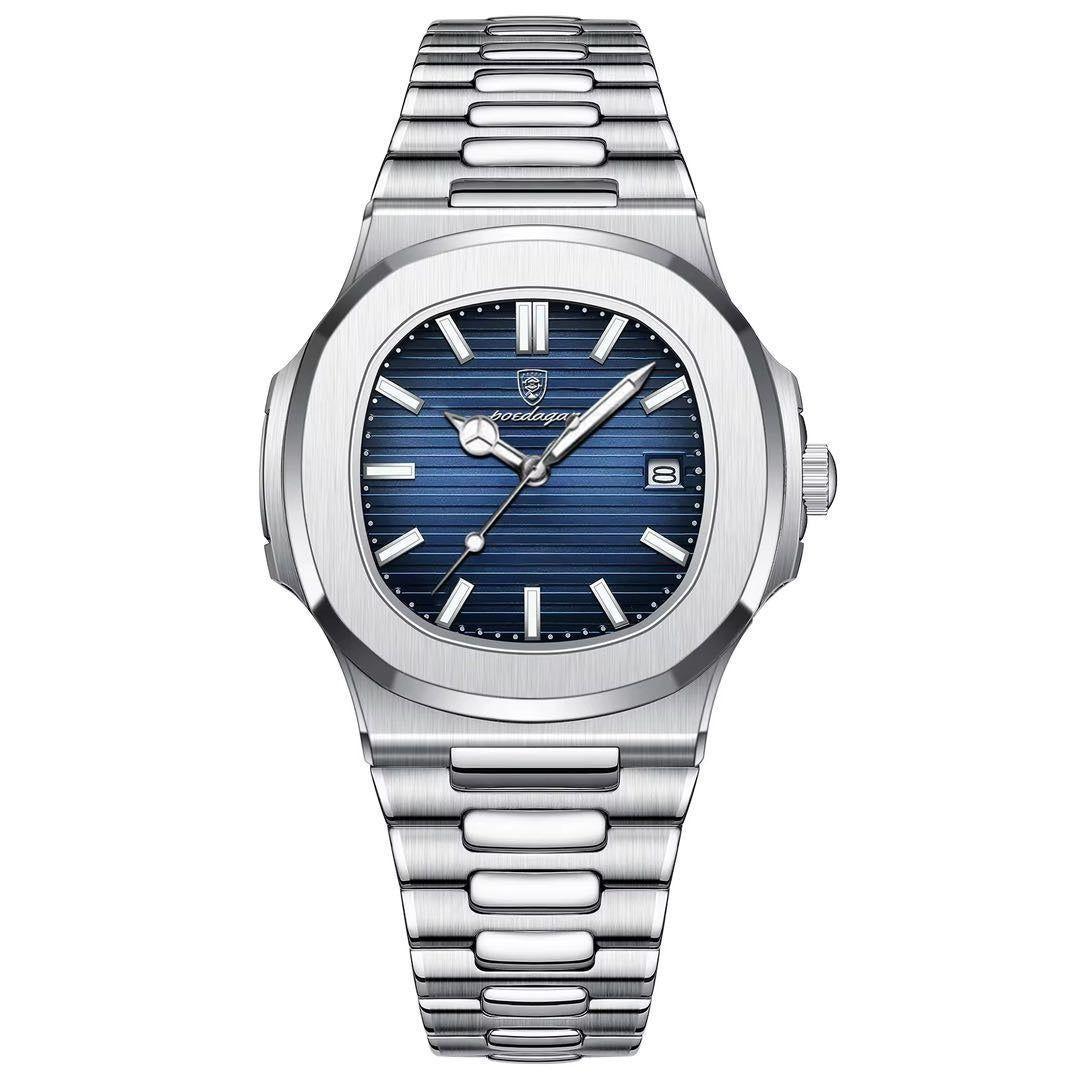Reloj de cuarzo Hombre 40 mm Acero Inox Cristal Mineral Calendario Resist. Agua-0