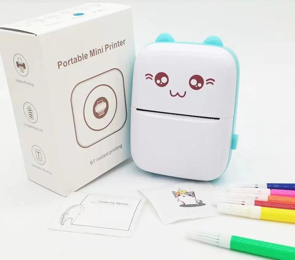 Monkeywatch Mini Impresora Térmica Portátil de etiquetas Inalámbrica con Adhesivo Celeste-4