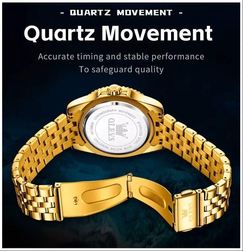 Reloj Dorado para Hombre Diseño Deportivo de Lujo-3