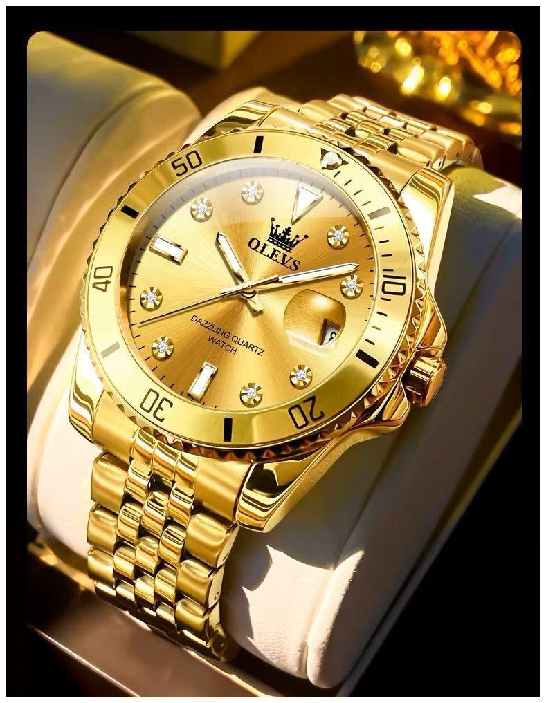 Reloj Dorado para Hombre Diseño Deportivo de Lujo-4