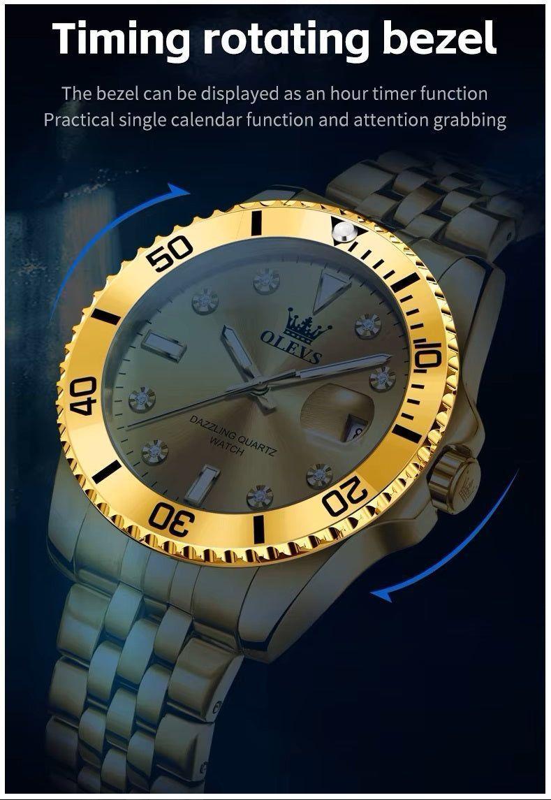 Reloj Dorado para Hombre Diseño Deportivo de Lujo-6