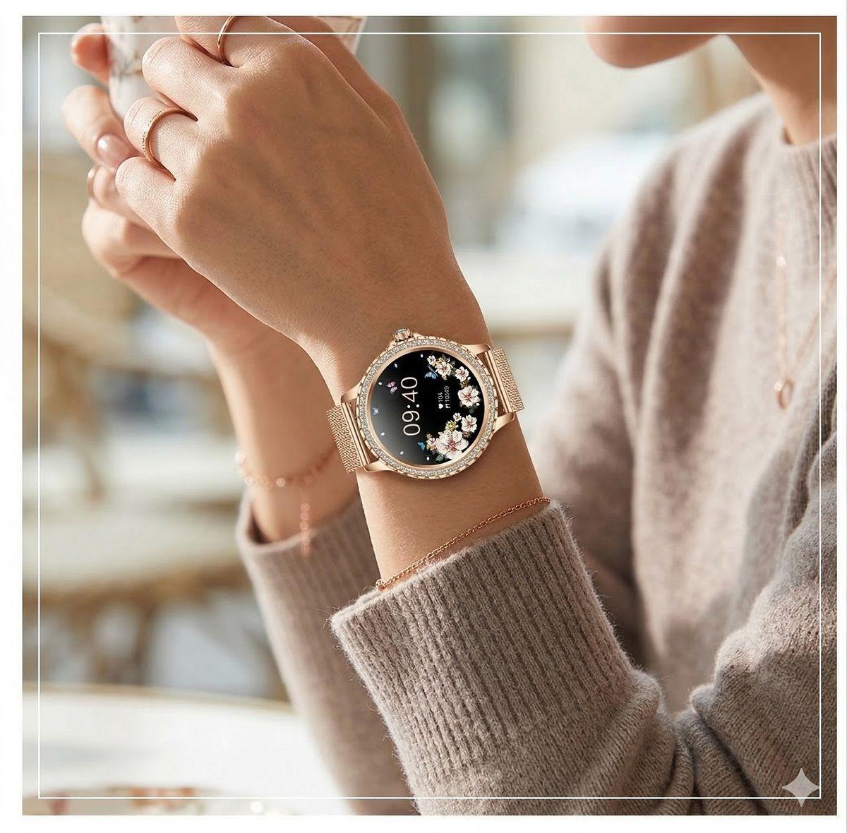 Smartwatch Elegante I58 Mujer Llamadas Bluetooth Monitor de Salud IP67 Correa-6