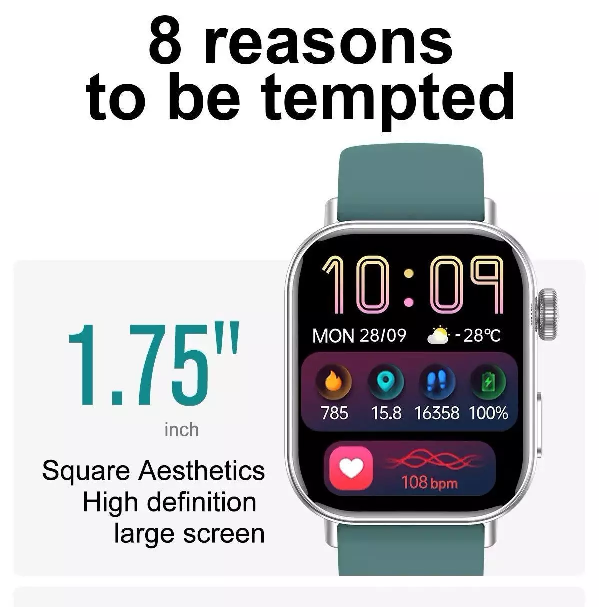 Smartwatch con 3 correas intercambiables Monitoreo de Salud Y Deporte Notificaciones-3