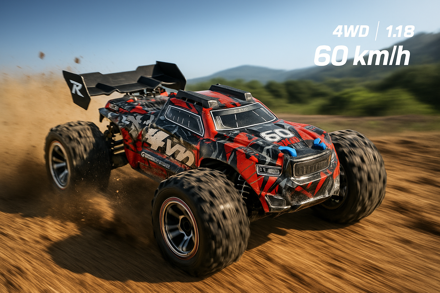 Monkeywatch Auto RC Monster Truck Profesional 4WD Velocidad 60kmh 118-1