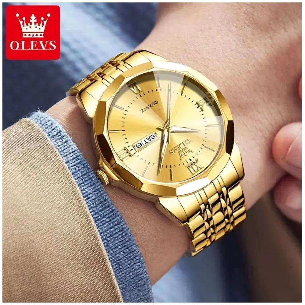 Reloj Dorado de Acero Inoxidable para Hombre Estilo Lujo y Deportivo-1