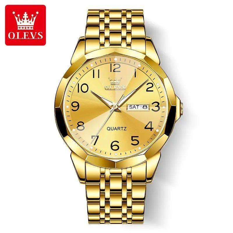 Reloj Dorado de Acero Inoxidable para Hombre Estilo Lujo y Deportivo-4
