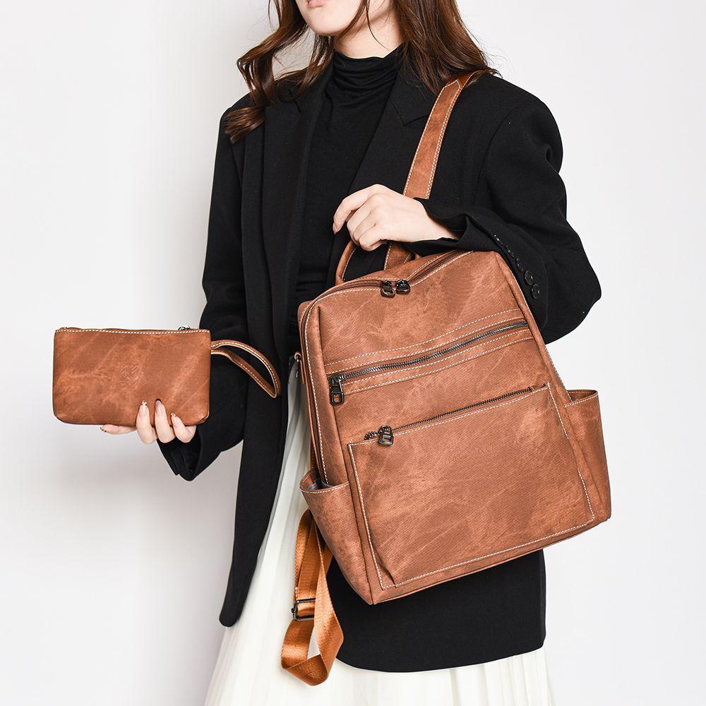 Mochila Cartera MOVAC DuoStyle Cuero Pu con practico Monedero Versátil-5