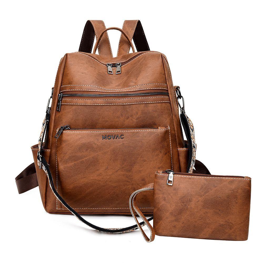 Mochila Cartera MOVAC DuoStyle Cuero Pu con practico Monedero Versátil-0