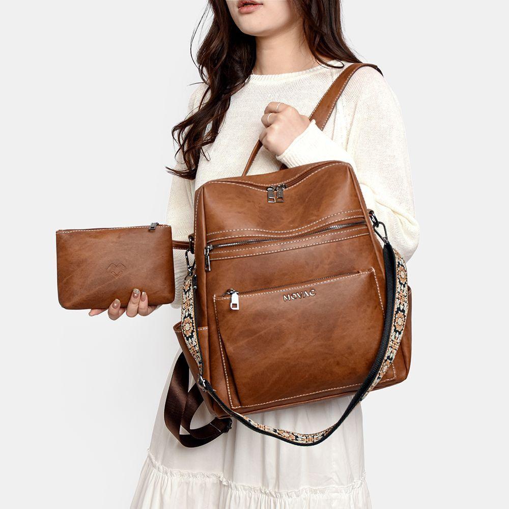 Mochila Cartera MOVAC DuoStyle Cuero Pu con practico Monedero Versátil-1