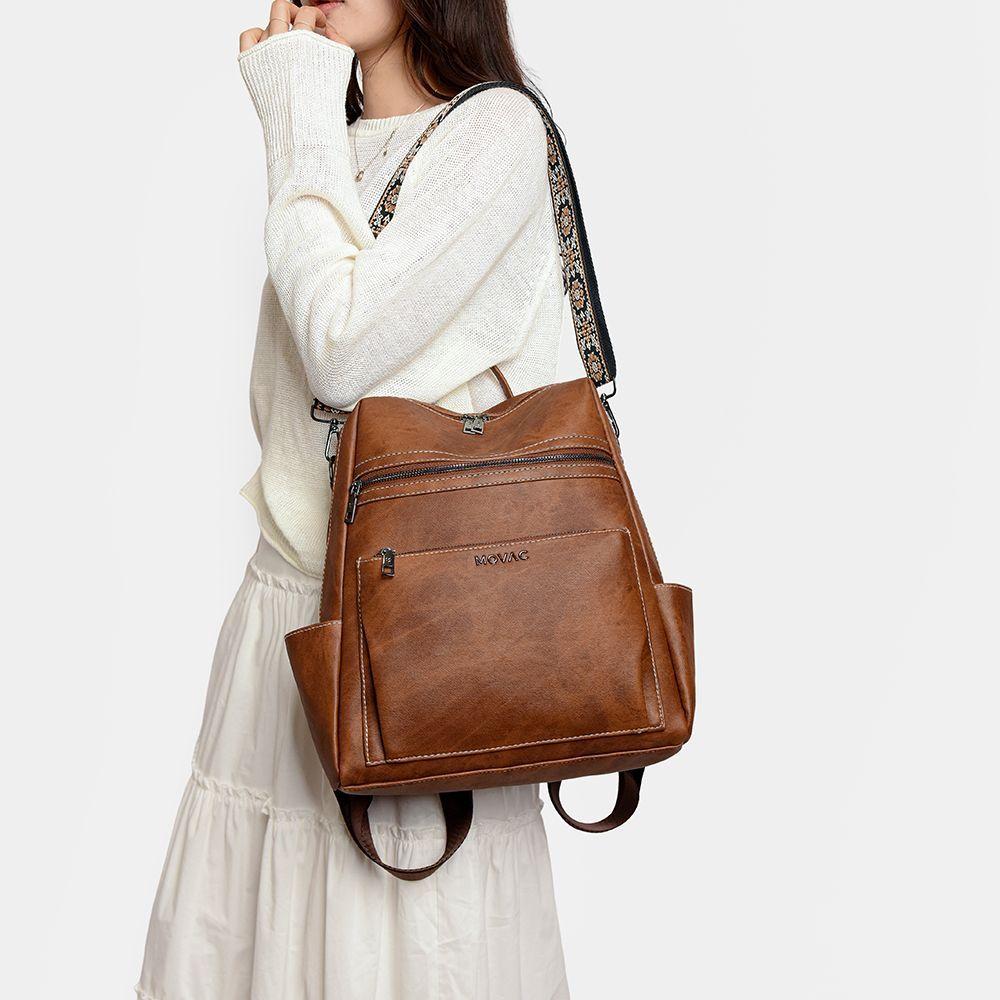 Mochila Cartera MOVAC DuoStyle Cuero Pu con practico Monedero Versátil-3