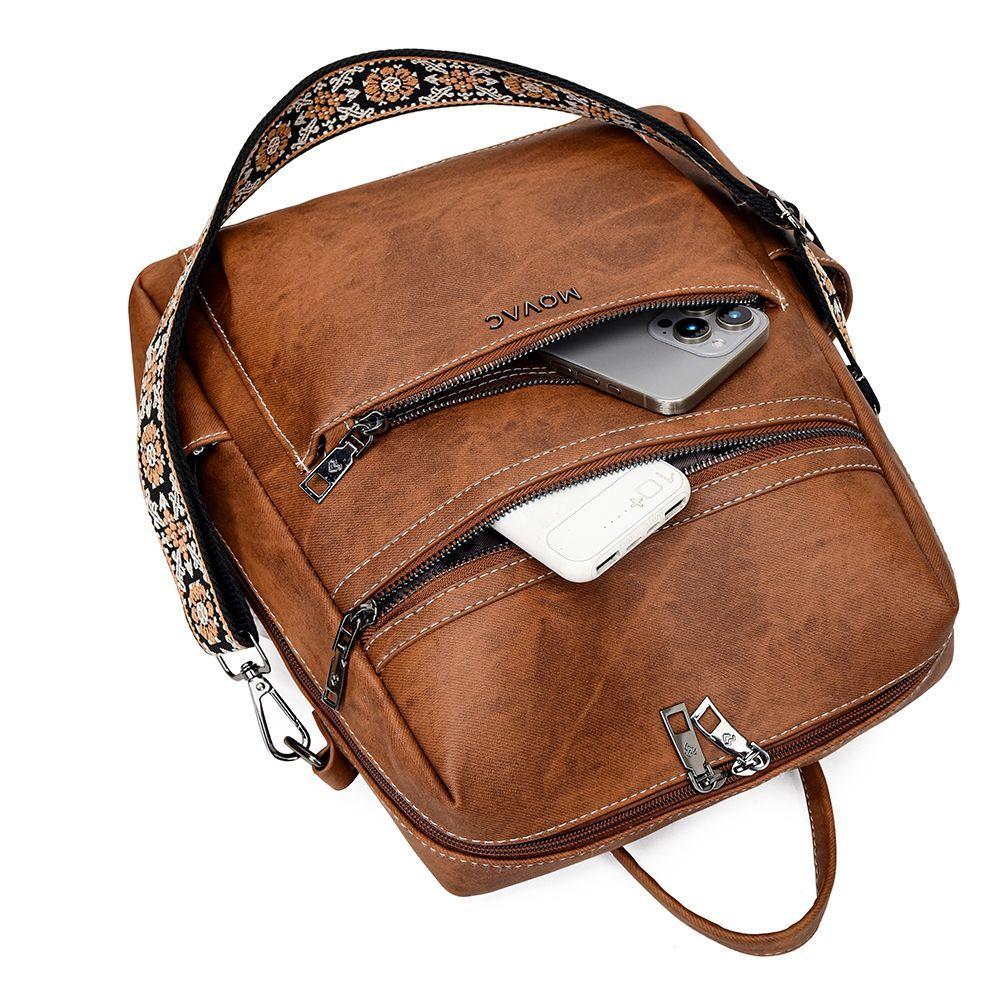 Mochila Cartera MOVAC DuoStyle Cuero Pu con practico Monedero Versátil-6