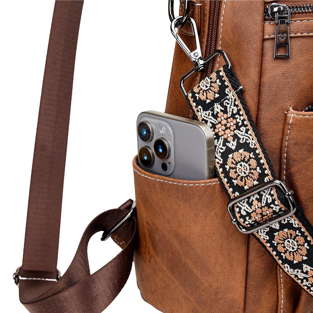 Mochila Cartera MOVAC DuoStyle Cuero Pu con practico Monedero Versátil-9