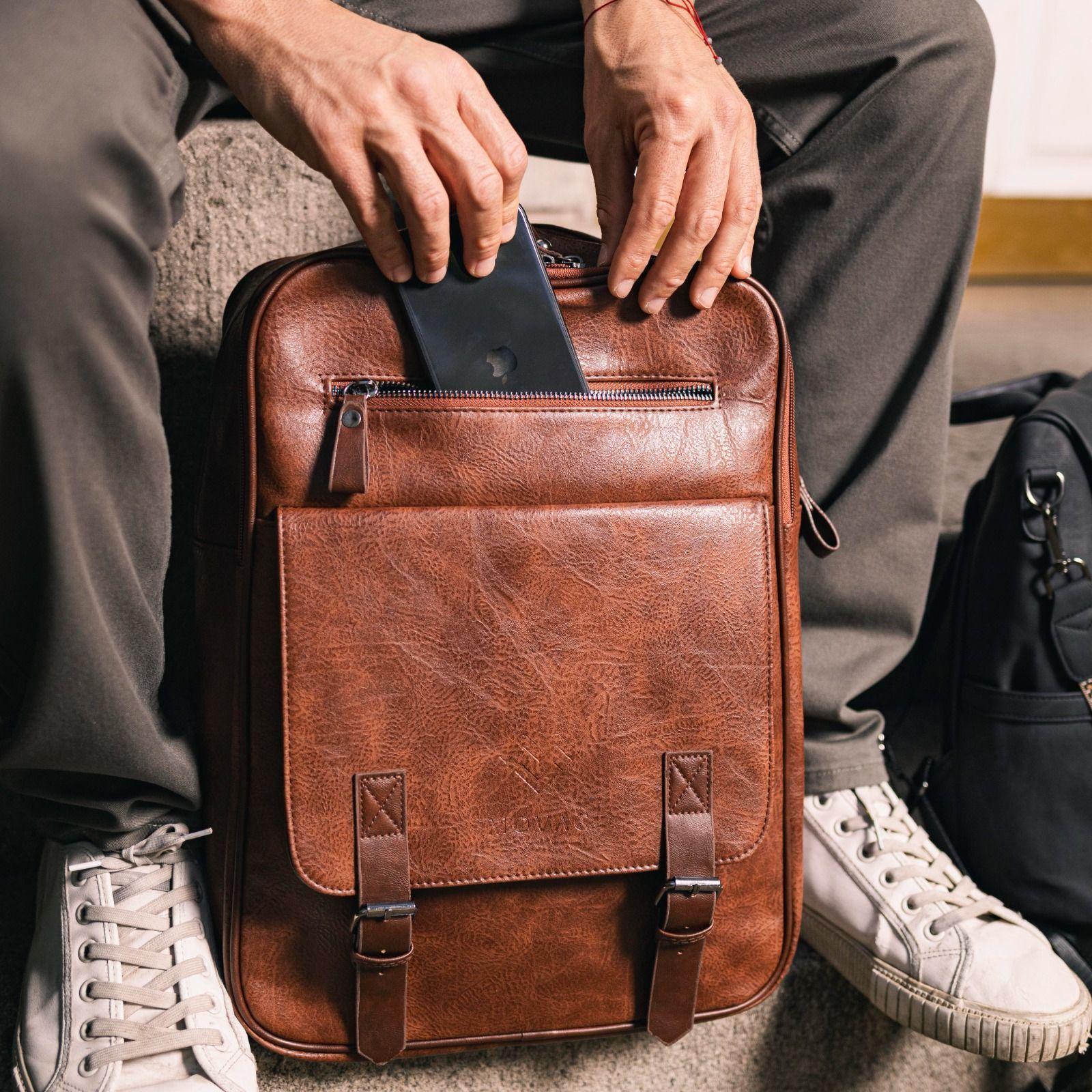 MOVAC Mochila Bolso Elite De Cuero Pu Gran Capacidad Impermeable-3