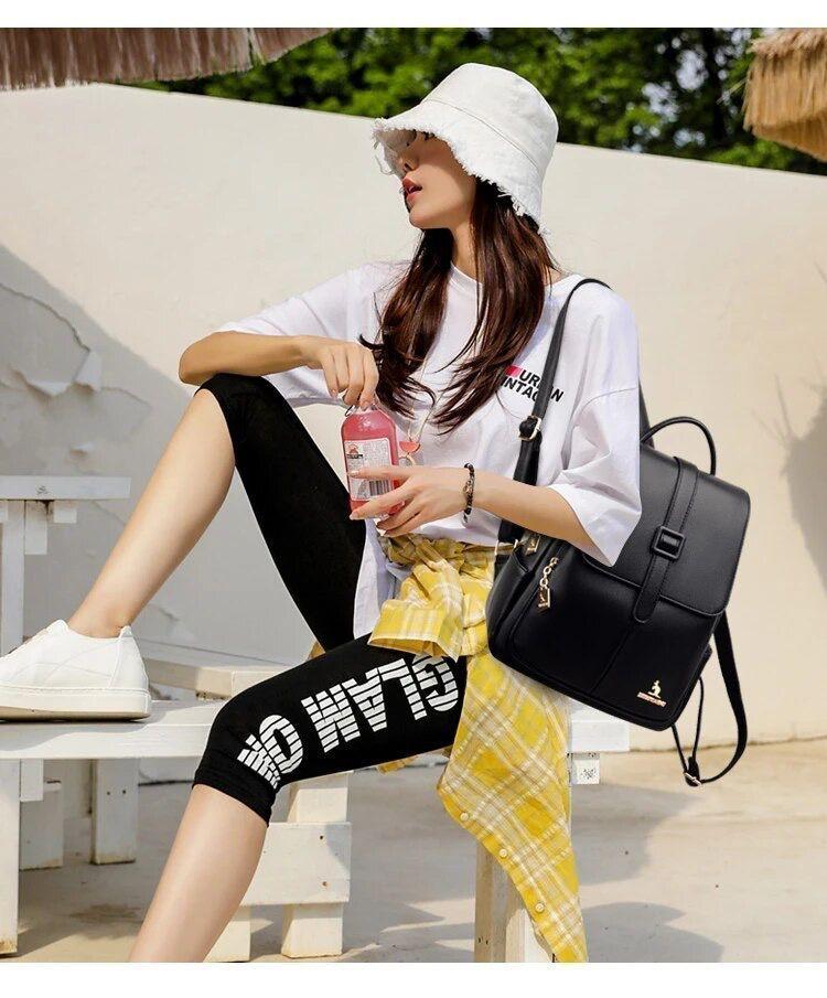 Mochila Cuero Pu Ecologico para Mujer Suave Juvenil Impermeable Multiuso-3