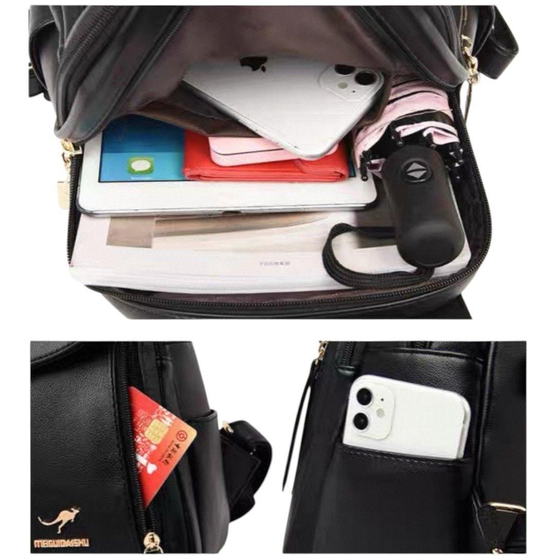 Mochila Mujer Cuero Pu Antirrobo Alta Calidad Gran Capacidad-6
