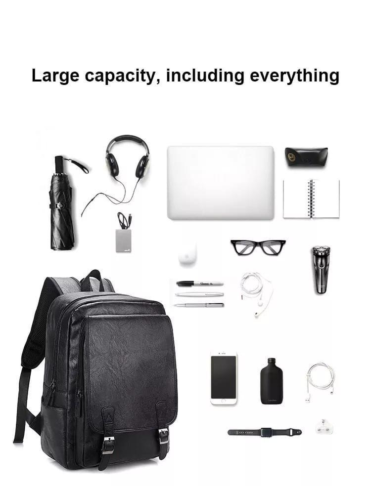 Mochila De Cuero Ecológico Impermeable De Gran Capacidad.-7