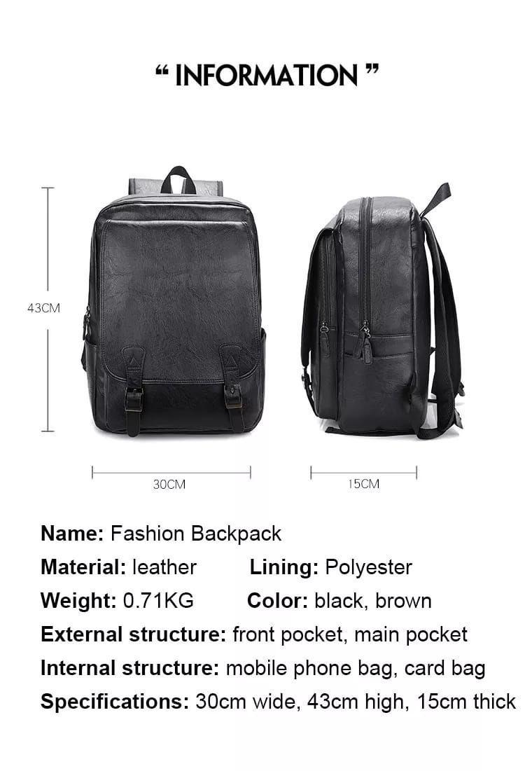 Mochila De Cuero Ecológico Impermeable De Gran Capacidad.-6