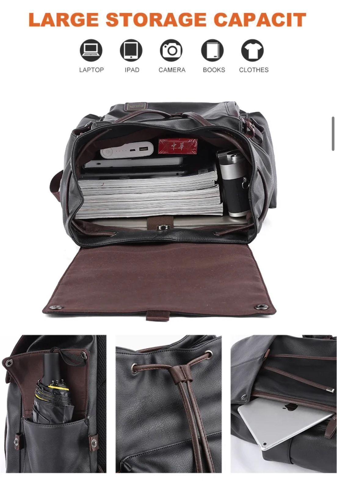 Mochila Bolso De Cuero Pu Elegante Multifuncional-3