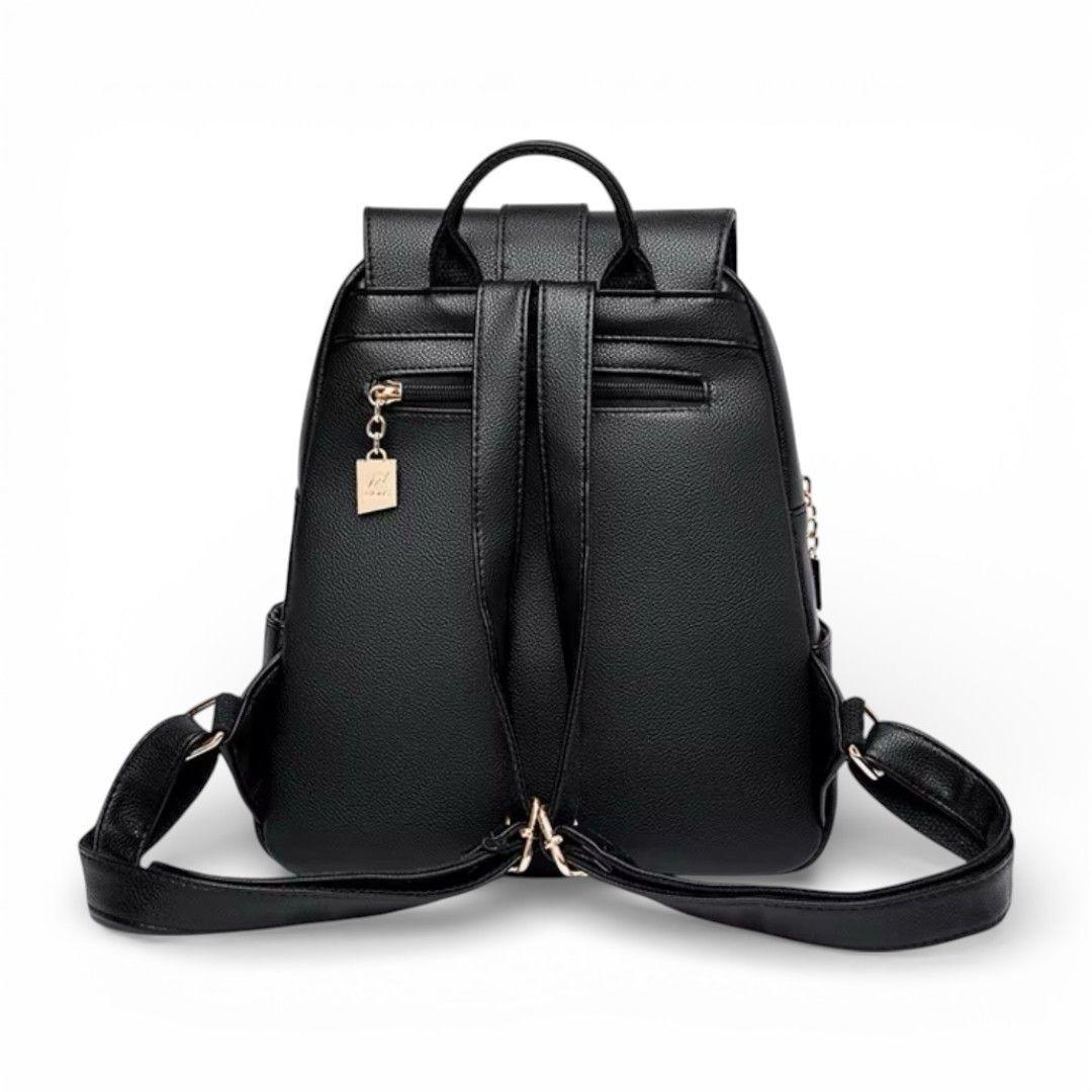 Mochila de Mujer Chic Cuero Pu Suave Juvenil Impermeable Gran Capacidad-4