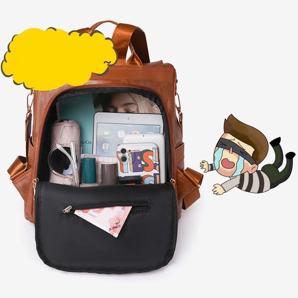 Mochila Cartera Antirrobo De Cuero PU Elegante.-4