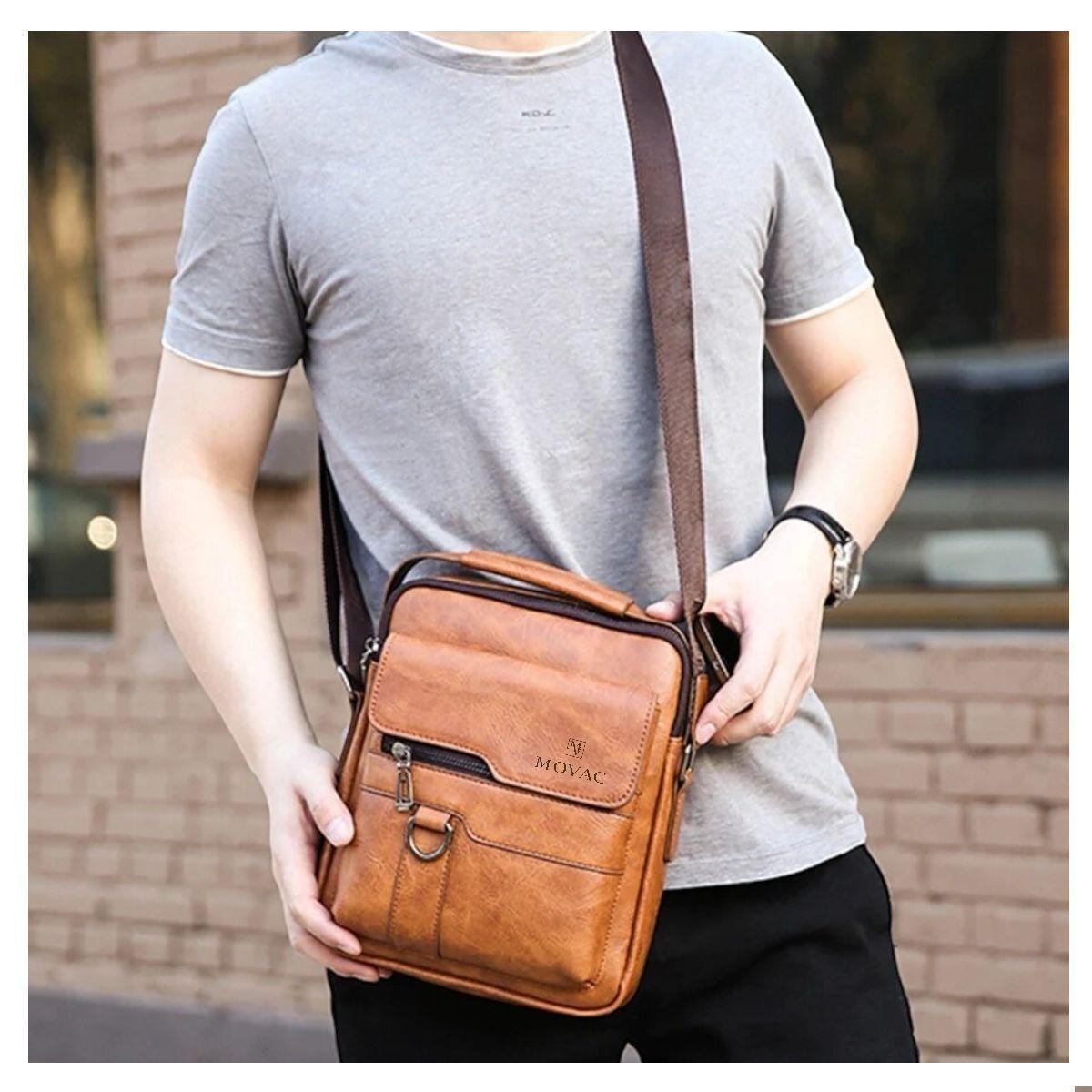 Bolso Bandolera Maletín De Hombro Cuero Ecológico De Hombre-1