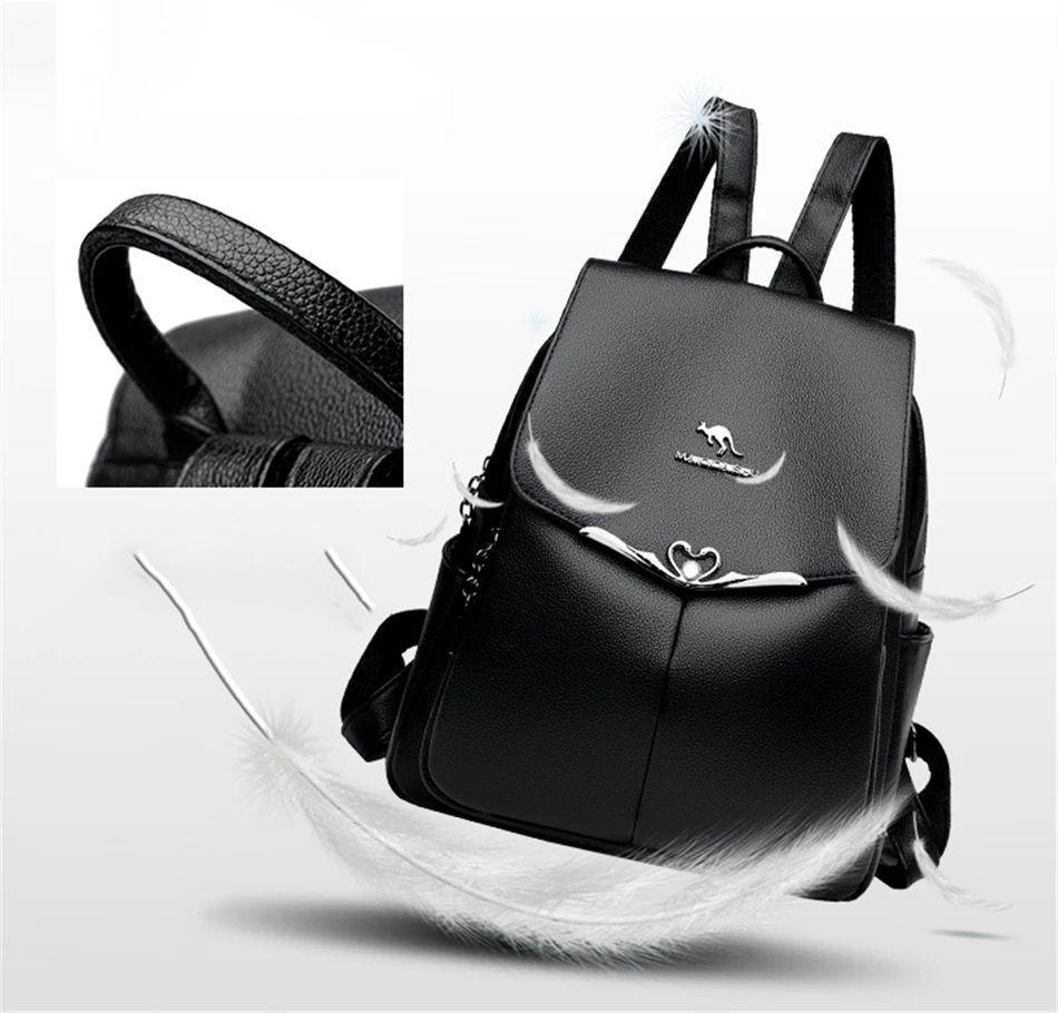 Mochila Bolso de Mujer Cuero Pu Suave Juvenil Impermeable Gran Capacidad -5