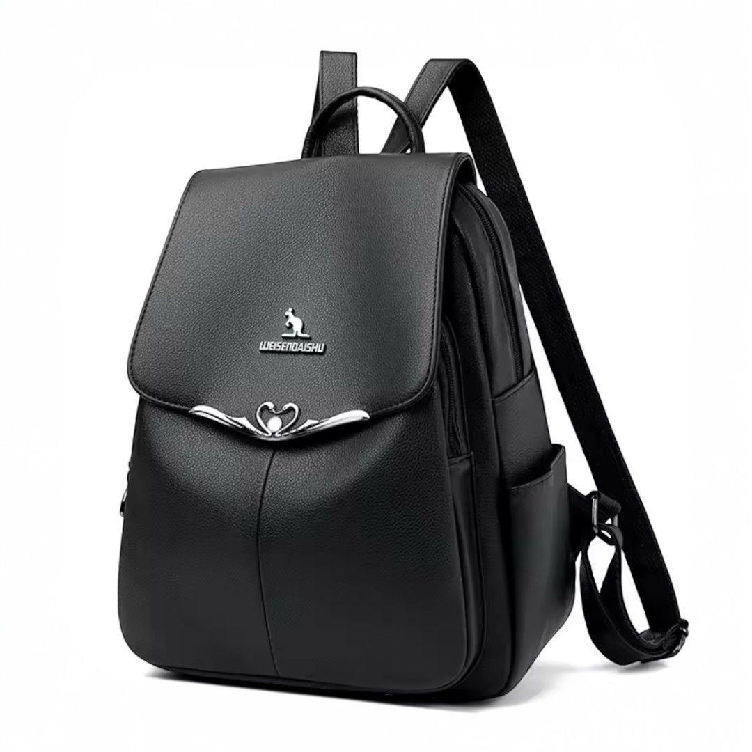 Mochila Bolso de Mujer Cuero Pu Suave Juvenil Impermeable Gran Capacidad -2