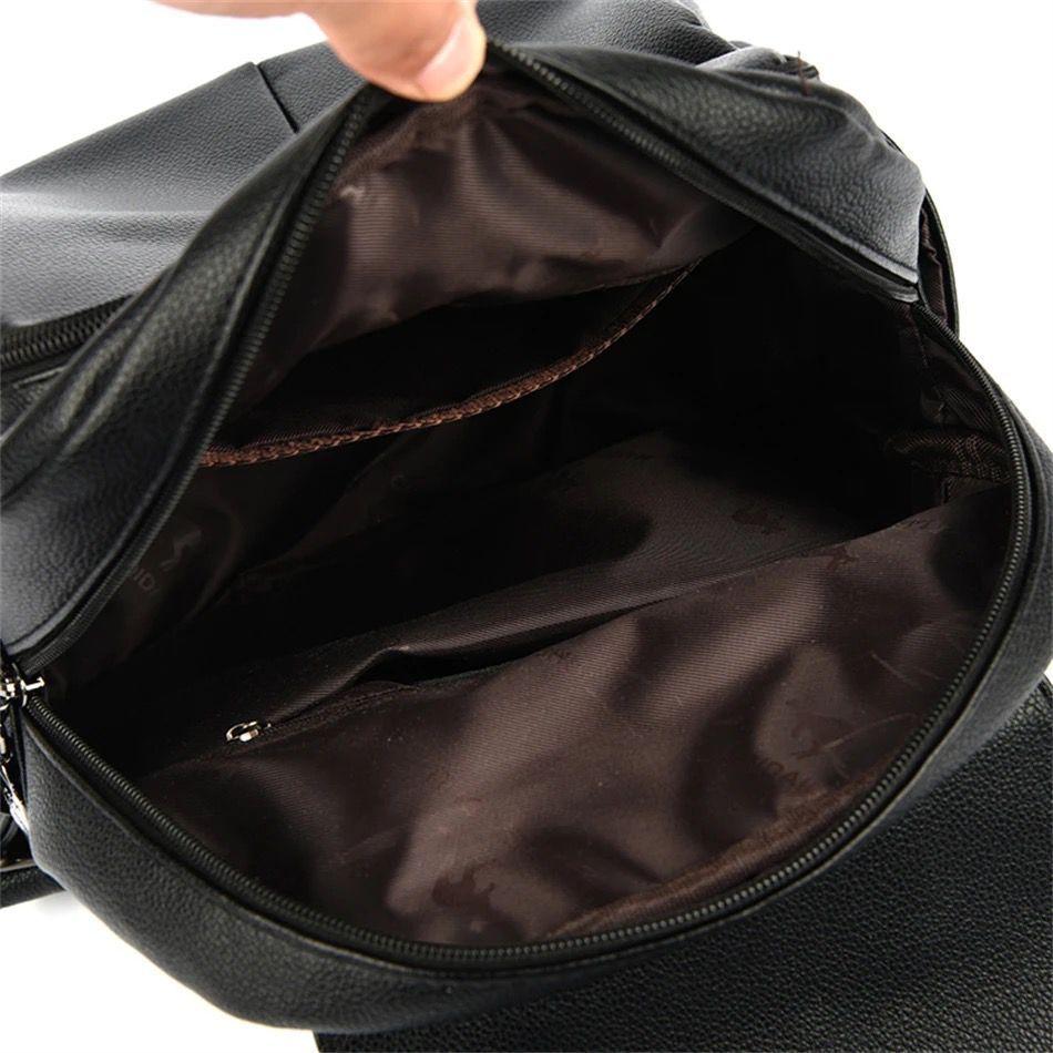 Mochila Bolso de Mujer Cuero Pu Suave Juvenil Impermeable Gran Capacidad -5