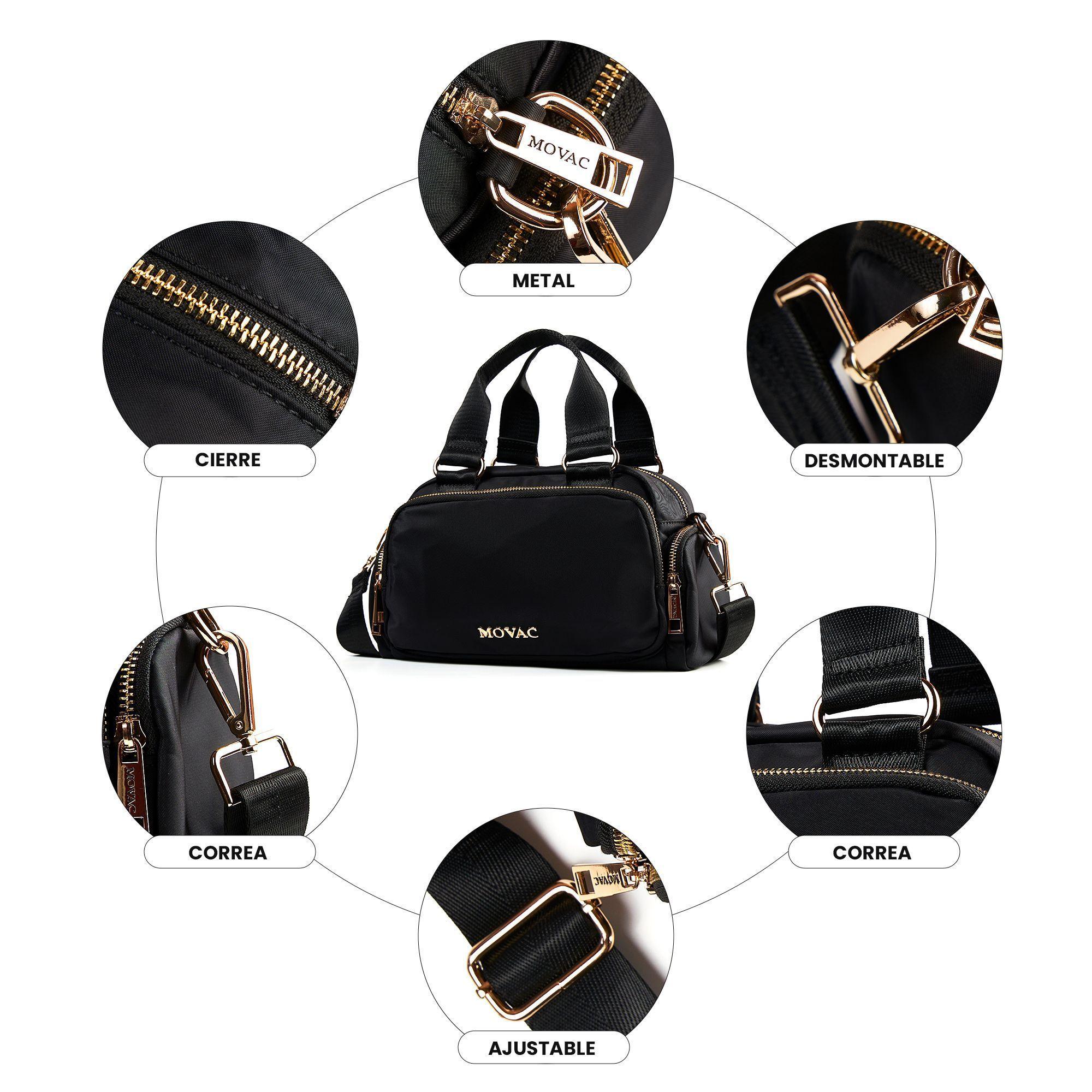 Cartera MOVAC Cruzada Bandolera Victoria Black Bolso Múltiples Bolsillos-1