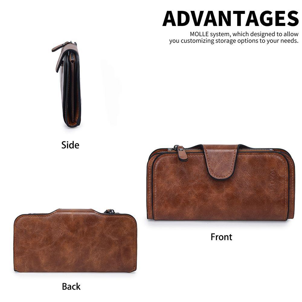 Billetera s MOVAC Mujer Valenza Cuero PU Vintage Grande Con Cierre y Tarjetero-8