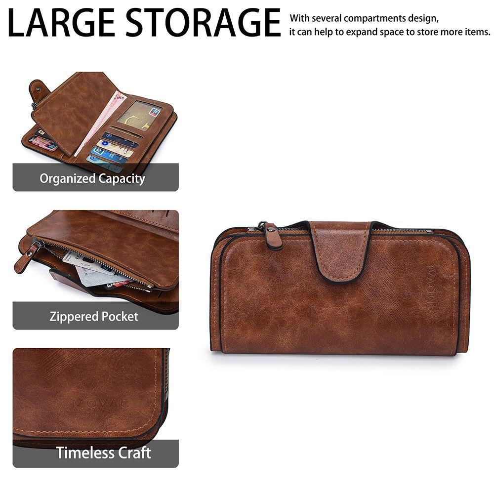Billetera s MOVAC Mujer Valenza Cuero PU Vintage Grande Con Cierre y Tarjetero-9