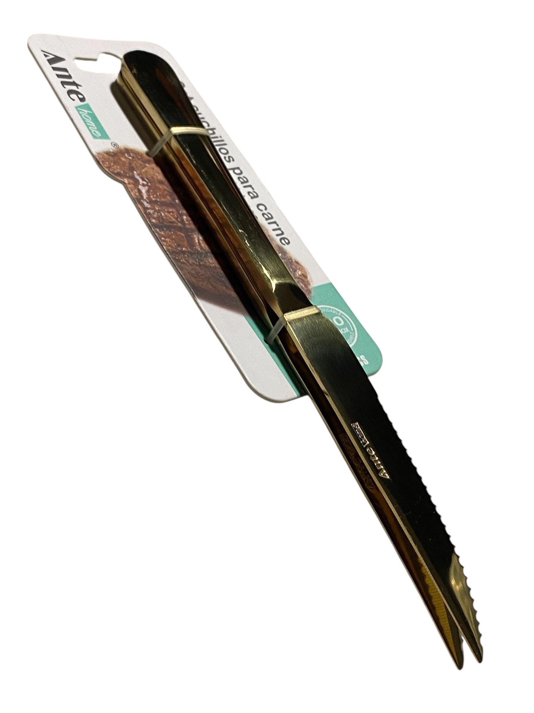 Set 2 Cuchillos Para Carne 100% Acero Inoxidable Dorado Pak3-3