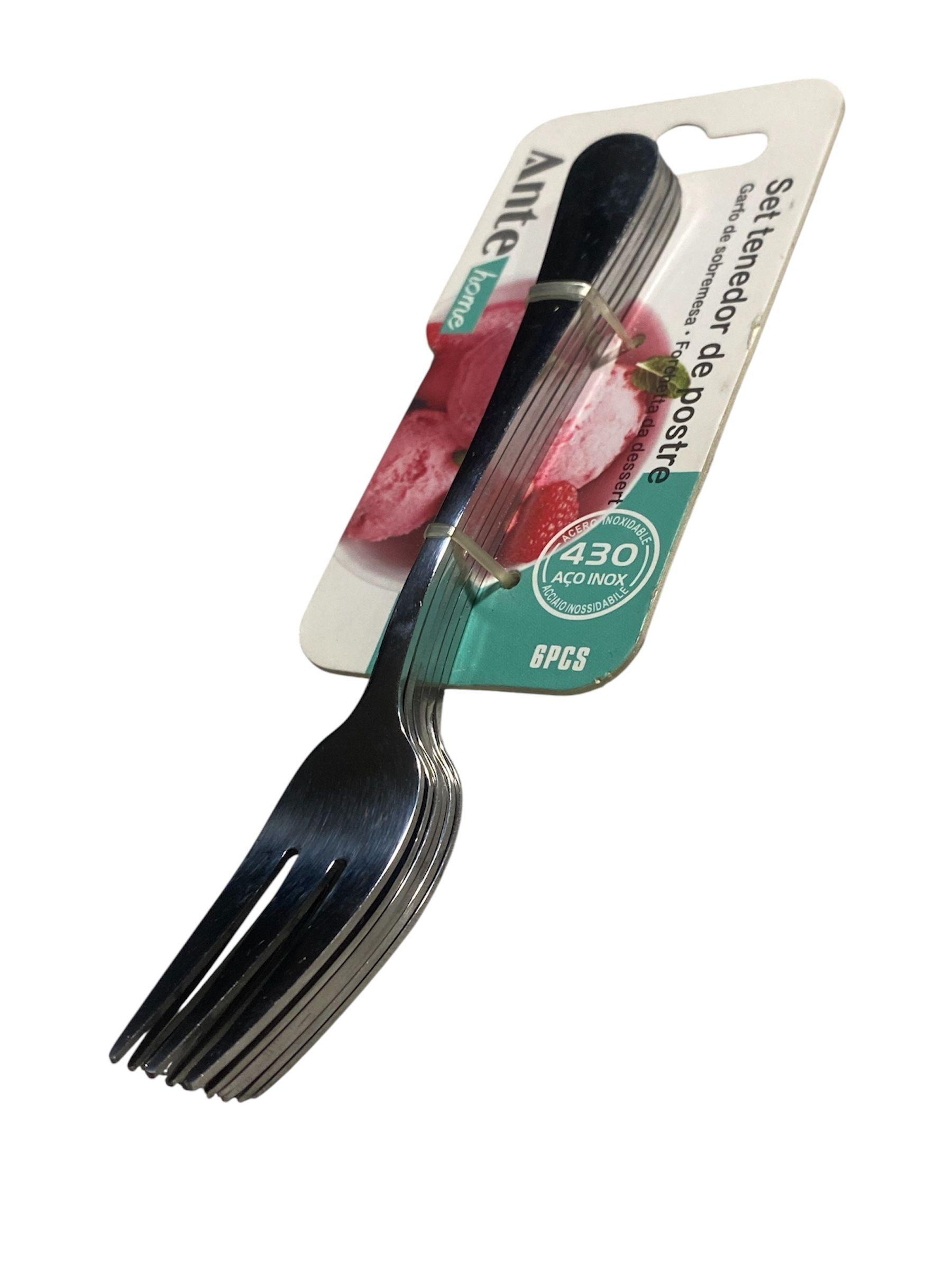 Set 6 Tenedores Postre 100% Acero Inoxidable N430 Pack 3 Liso-3