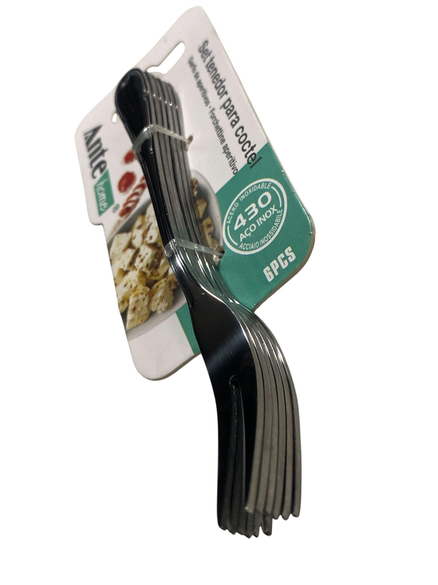 Set 6 Tenedores Cóctel Eventos 100% Acero Inoxidable N430 Di-2