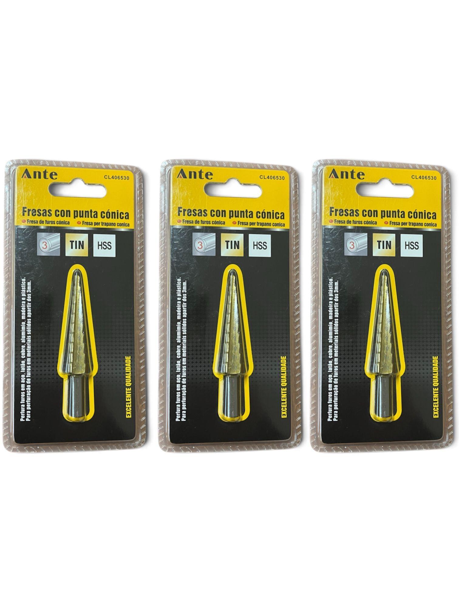 Fresa Broca C nica De Acero R pido 3 12mm Escalonada Pack 3-0