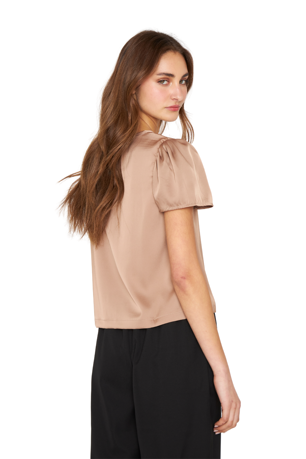 Blusa Olivia satin café Jacinta Tienda-2