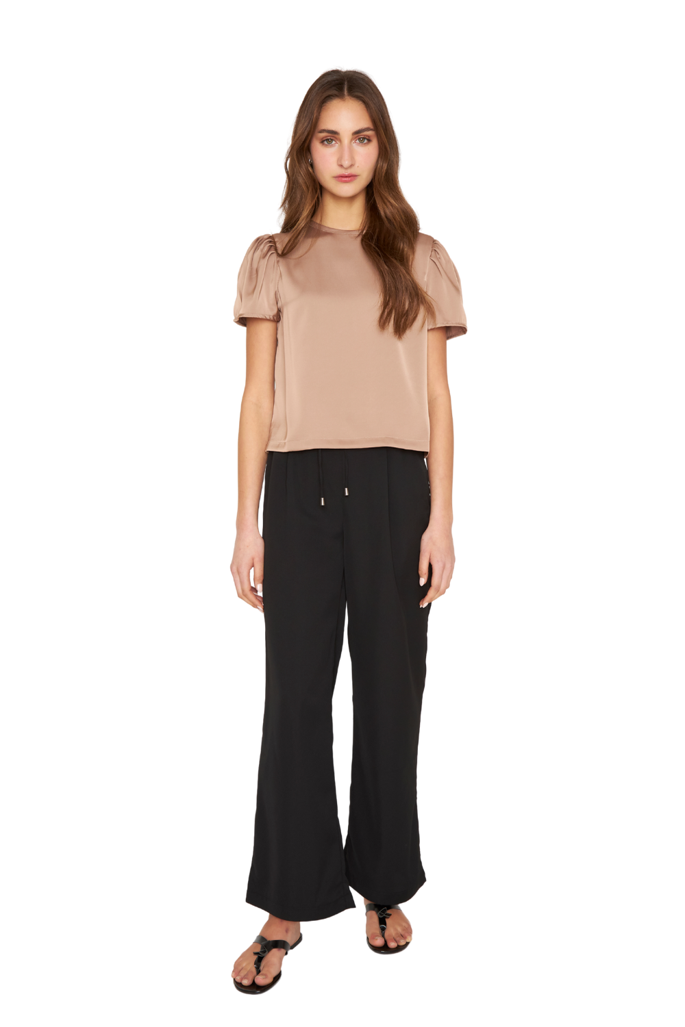 Blusa Olivia satin café Jacinta Tienda-3