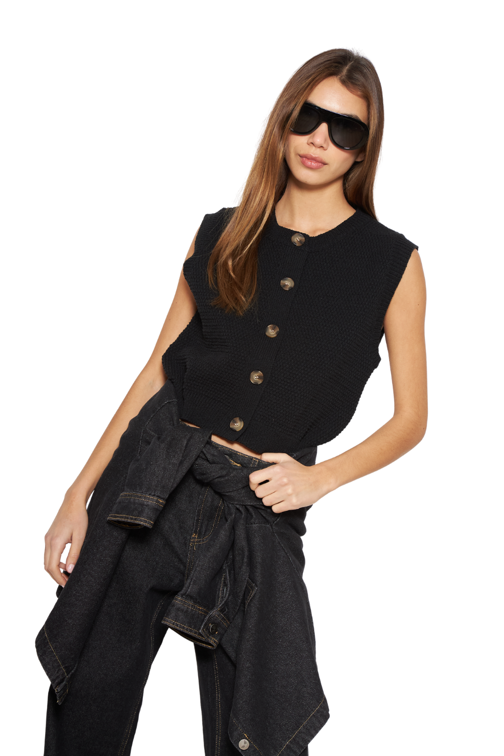 Chaleco Julia sin mangas negro Jacinta Tienda-3