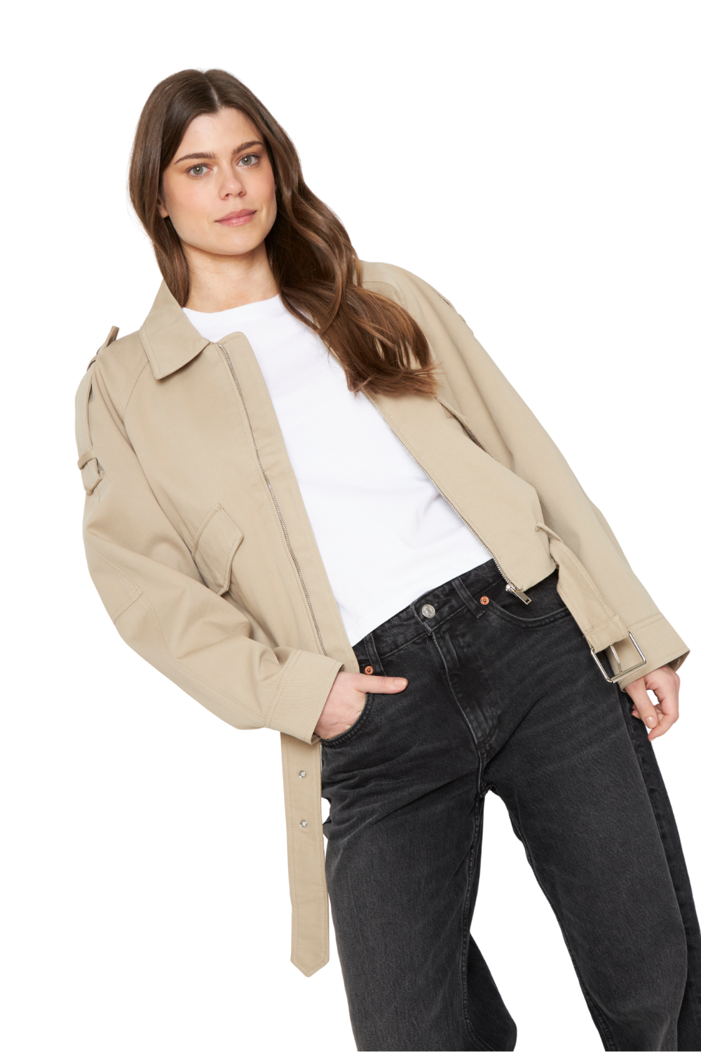 Chaqueta Aviadora Cotton crudo Jacinta Tienda-3