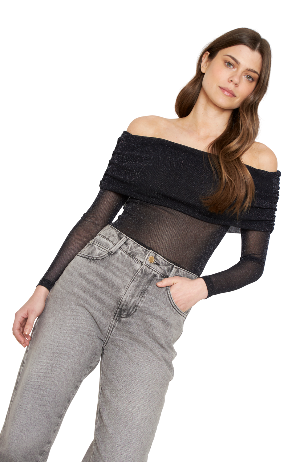 Polera Hombros Brillos negra-3