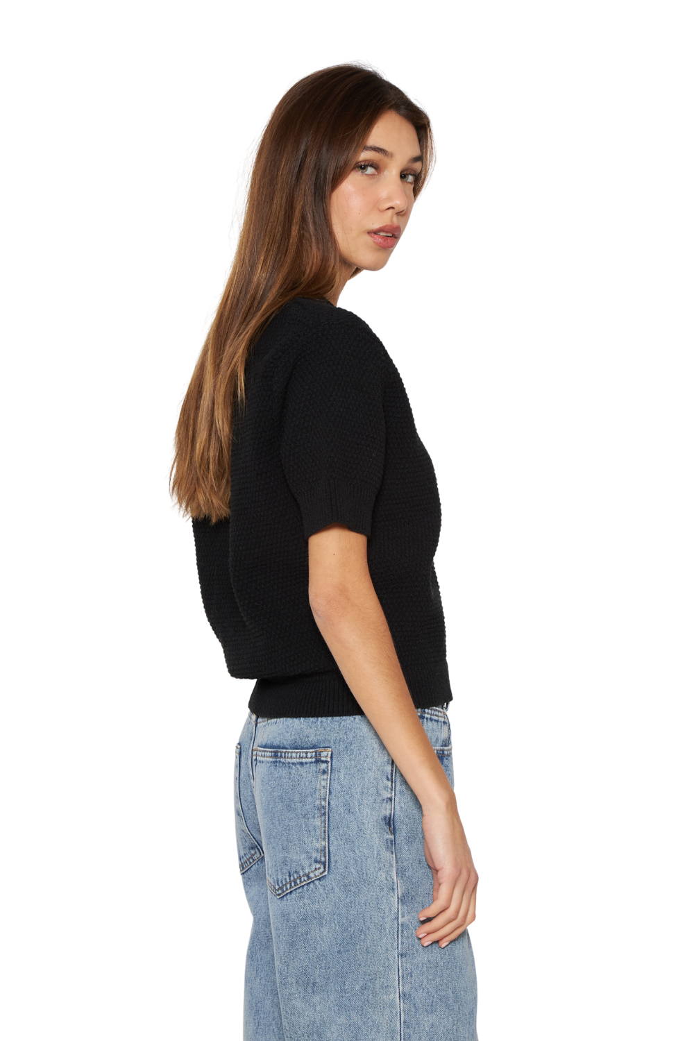 Chaleco Sofia manga corta negro Jacinta Tienda-2