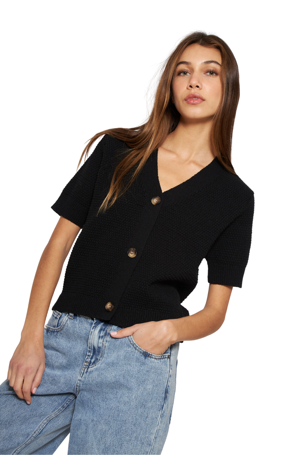 Chaleco Sofia manga corta negro Jacinta Tienda-3