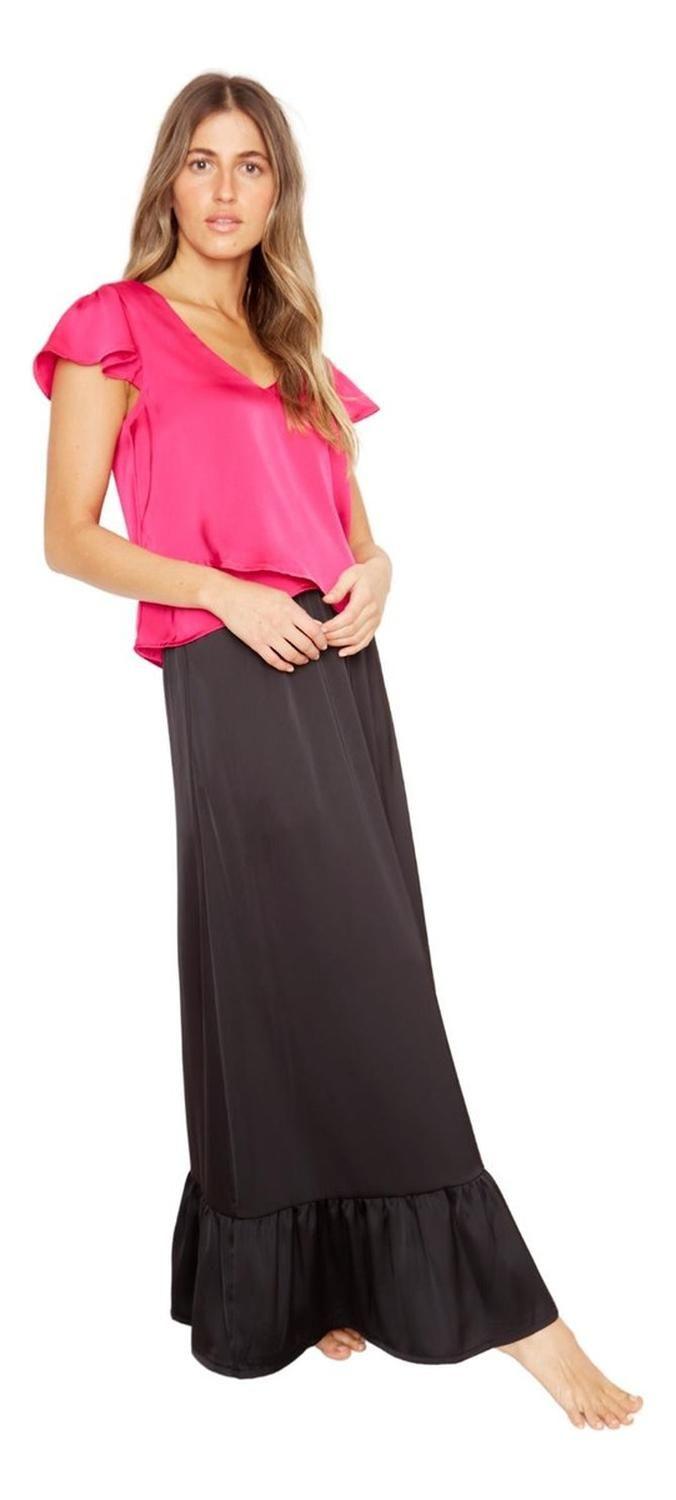 Falda Ana Satin Negra Jacinta Tienda-6