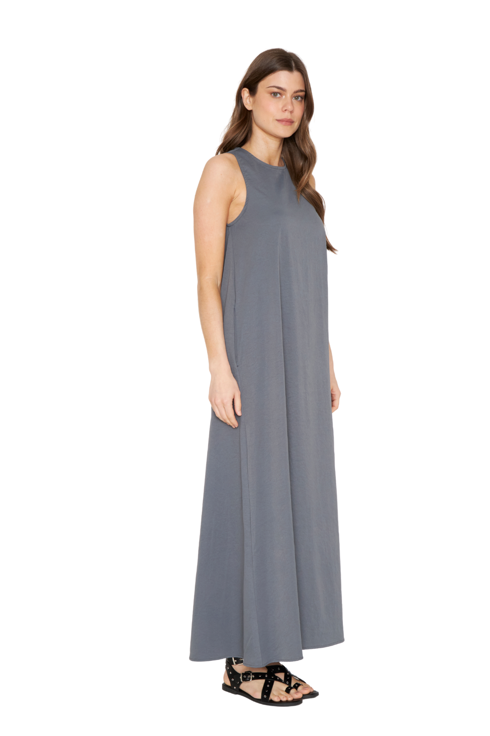 Vestido Elena Largo gris Jacinta Tienda-2